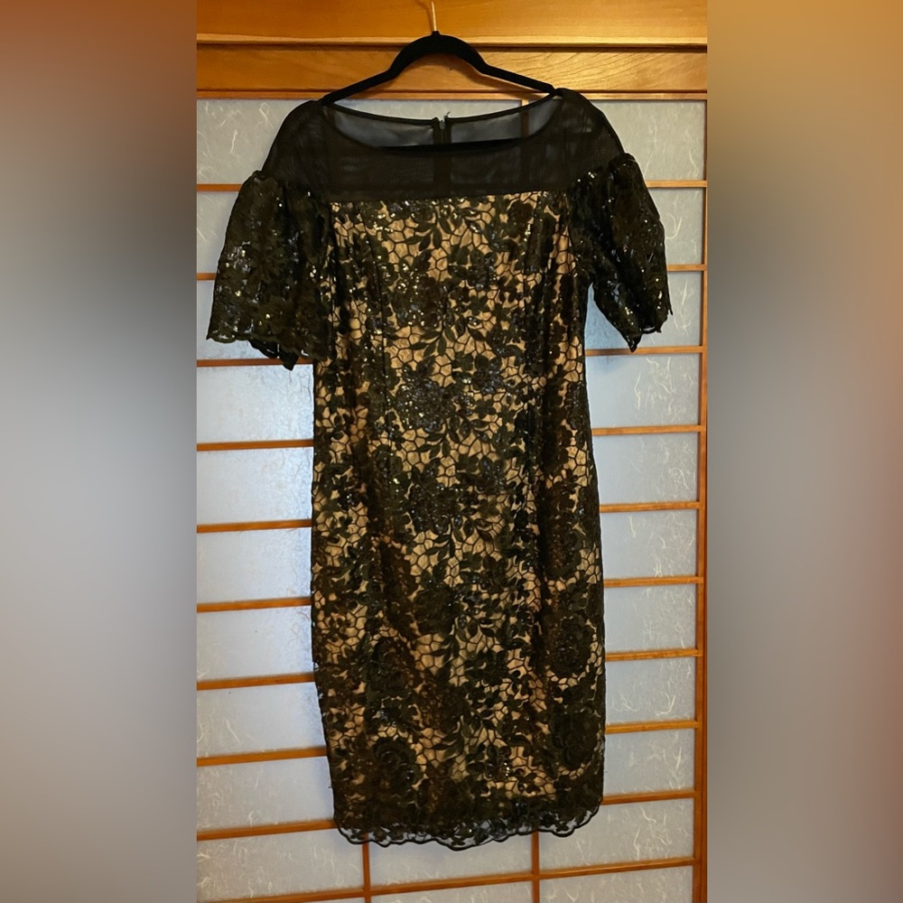 Calvin Klein Black Lace Dress with Flutter Sleeves Size 12, Party Dress - Picture 6 of 6